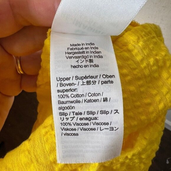 J.Crew $118 Ruffle-Trim Tiered Dress Cotton Dobby Yellow Size S BR466 - Picture 7 of 7